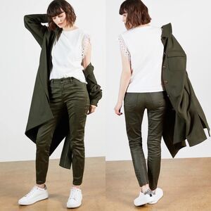 Ted Baker Women 29 Shiney Skinny Jeans Khaki Green Crocodile Effect NEW